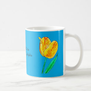 Mug Tulipe jaune unique reflets rouges