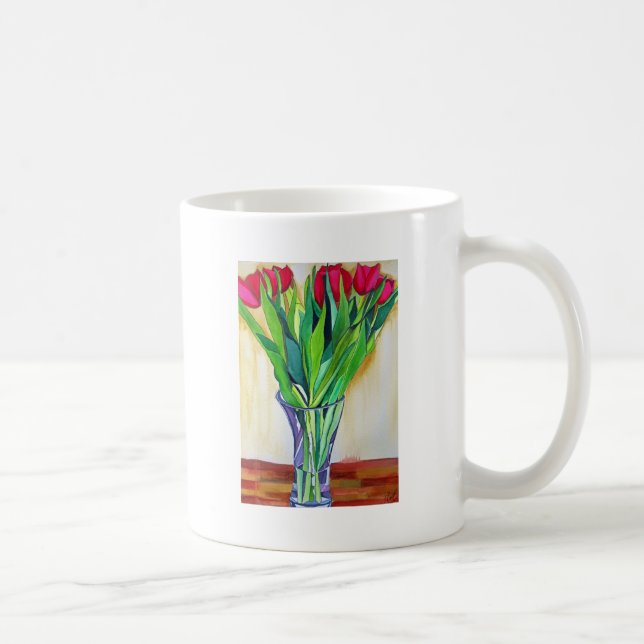 Mug tulipe rose et rouge aquarelle art (Droite)