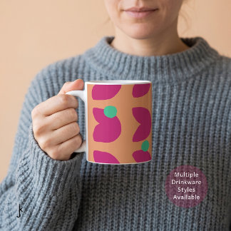 Mug Tulipe rose vibrante des années 70 avec des points