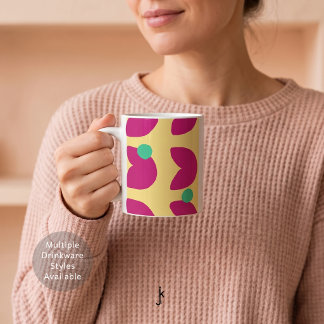 Mug Tulipe rose vibrante des années 70 avec des points