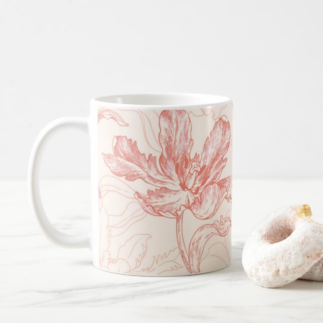 Mug Tulipe vintage motif floral (Avec donut)