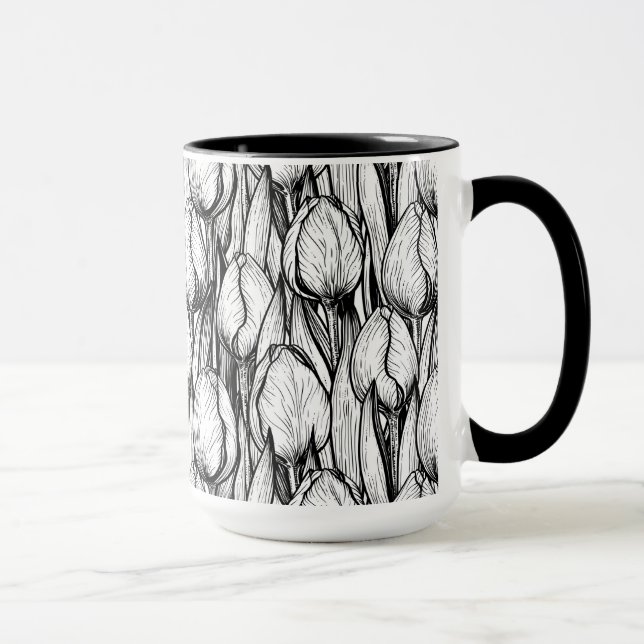 Mug Tulipes en noir et blanc (Droite)