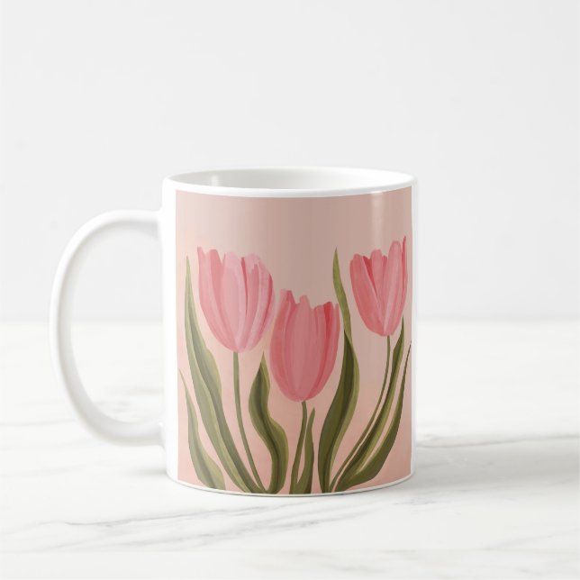Mug Tulipes Painteté Jolie Rose (Gauche)