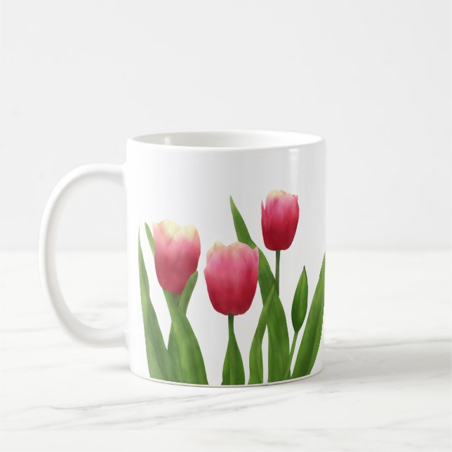 Mug Tulipes rouges avec verdure (Gauche)