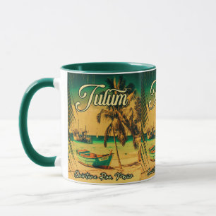 Mug Tulum Mexico Palm Tree Vintage voyage Souvenir