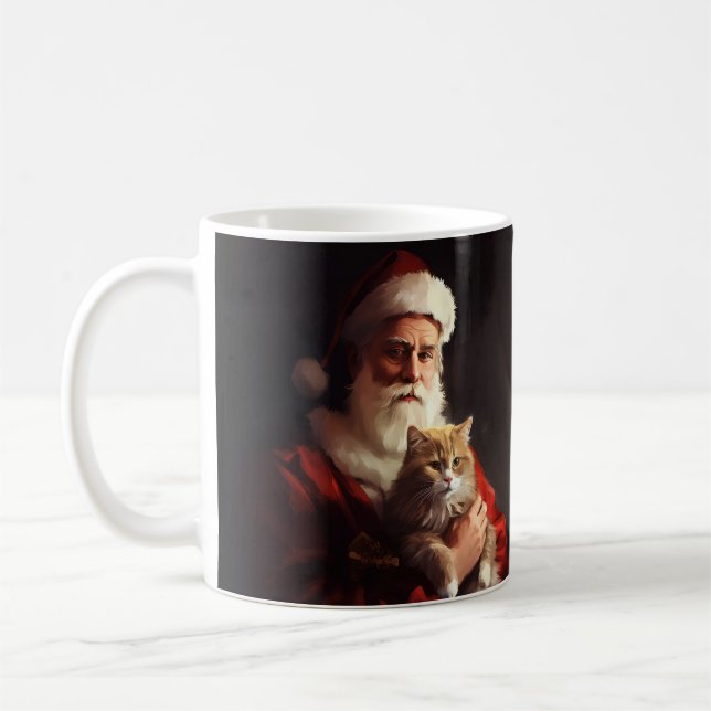 Mug Turc Angora Chat Santa Claus Festif Noël (Gauche)