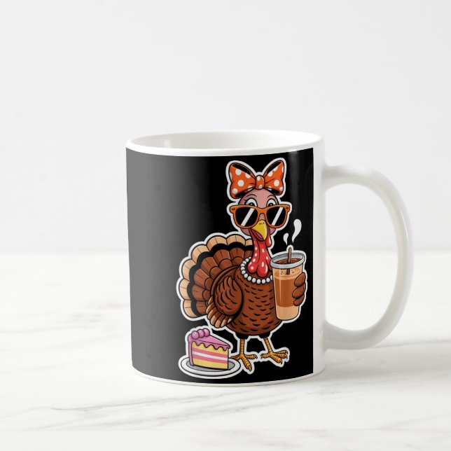 Mug Turkey Drinking Coffee Bow Thanksgiving Womens Tur (Droite)