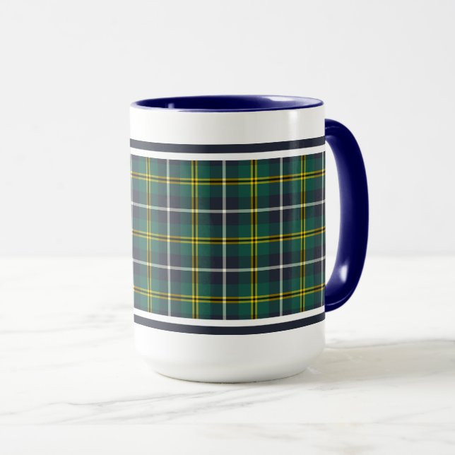 Mug Turnbull Clan Hunter Tartan Navy et Green Plaid (Devant droit)