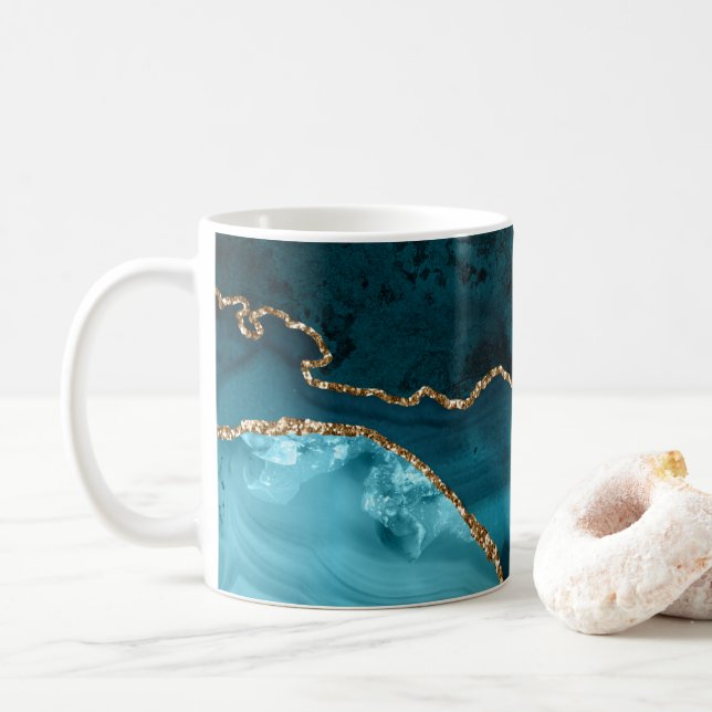 Mug Turquoise - Agate bleu-vert et or (Avec donut)
