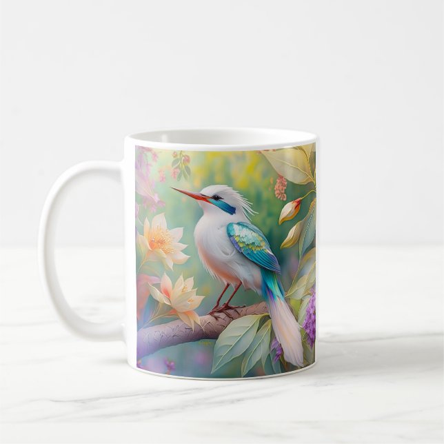 Mug Turquoise aile  crête blanche Imaginaire Oiseau (Gauche)