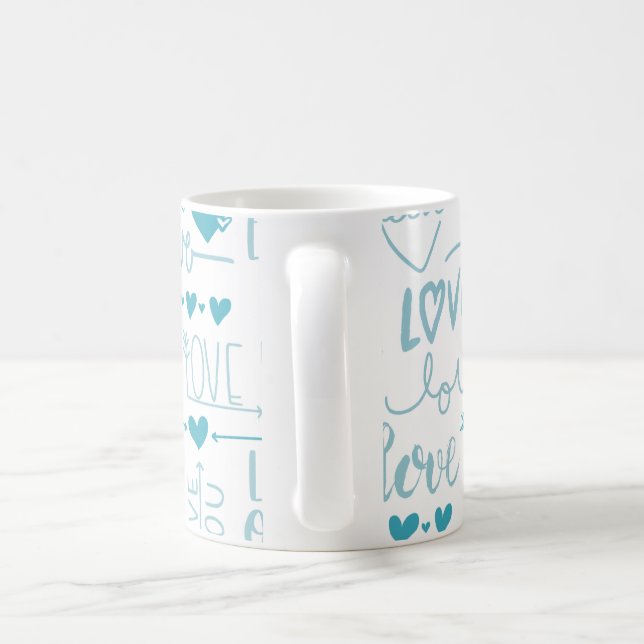Mug Turquoise Amusement et Amour Moderne et Coeurs (Poignée)