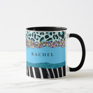 Mug Turquoise Bleu Sarcelle Féminin Moderne Glamour Ré