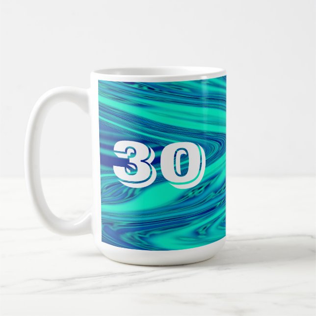 Mug Turquoise Blue Waves Abstrait 30 Cadeau personnali (Gauche)