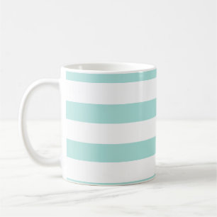 Mug Turquoise Clair et Blanc Larges Rayures Horizontal
