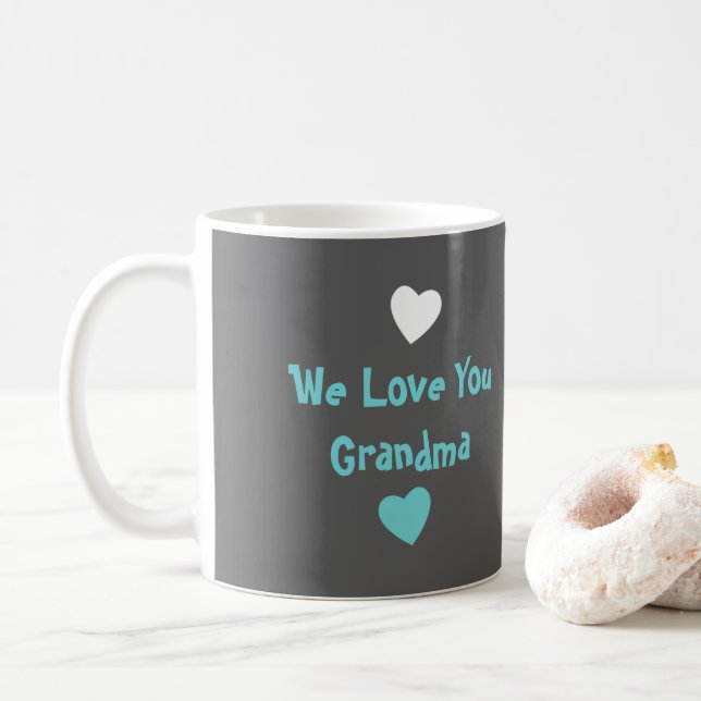Mug Turquoise et gris avec coeur d'amour et photo (Avec donut)