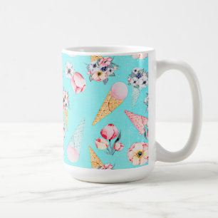 Mug Turquoise Été Fun Flower Ice Cream Cone - Motif
