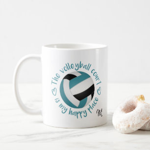 Mug turquoise terrain de volley-ball noir est mon endr