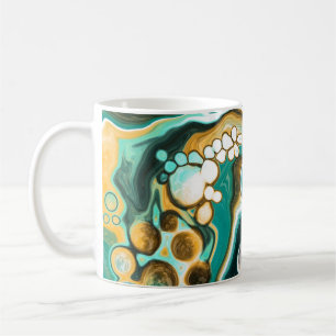Mug Turquoise, Turquoise, Or, Blanc Fluide Art