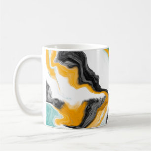 Mug Turquoise, Turquoise, Or, Marbre blanc Fluid Art