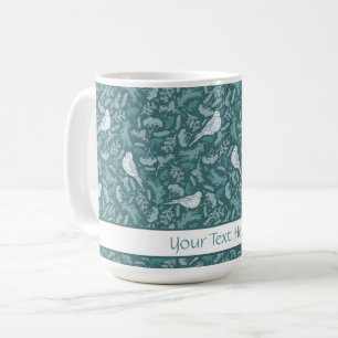Mug Turquoise vert brillant hiver blanc d'oiseau