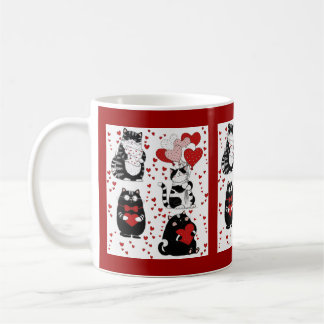 Mug Tuxedo cat black and white Valentine 
