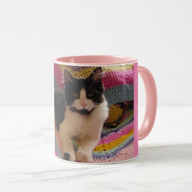 Mug Tuxedo Cat Cute avec jolie Merci de tapis Crochet (Devant droit)