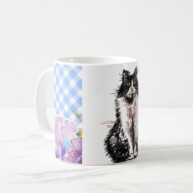 Mug Tuxedo Cat Cute Dessin Black White Cats Café (Devant gauche)