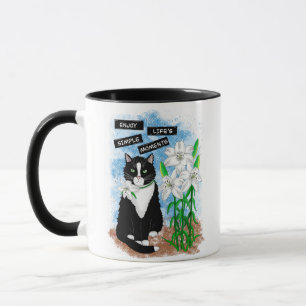 Mug Tuxedo Chat et Lilies   Devis inspirant