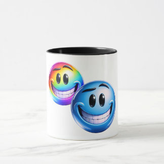 Mug Two Smiley Faces Colorful