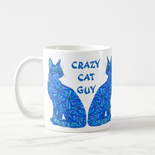 Mug Type fou s'asseyant abstrait de chat de chat de