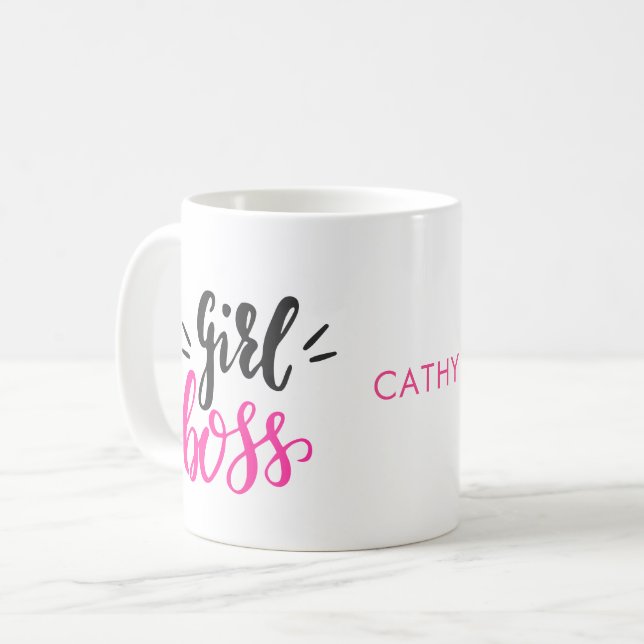 Mug Typographie Boss de marque personnalisée Nom (Devant gauche)