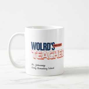 Mug Typographie Colorée Moderne Professeur le Plus Gén