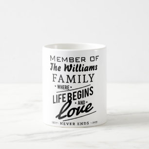 Mug Typographie de cru d'amour de membre de la famille