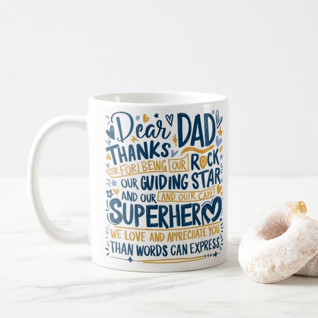 Mug Typographie de Fête des pères au coeur (Avec donut)