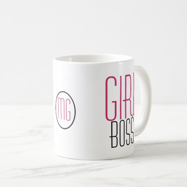 Mug Typographie de la fille / Initiales du monogramme (Devant droit)