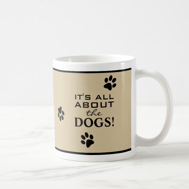 Mug Typographie de l'Amoureux des chiens Empreinte de  (Droite)