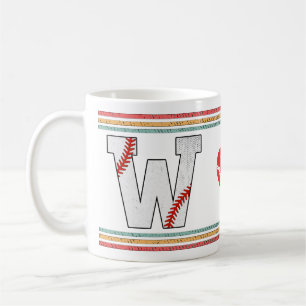 Mug Typographie de lettre de baseball rétro vintage W