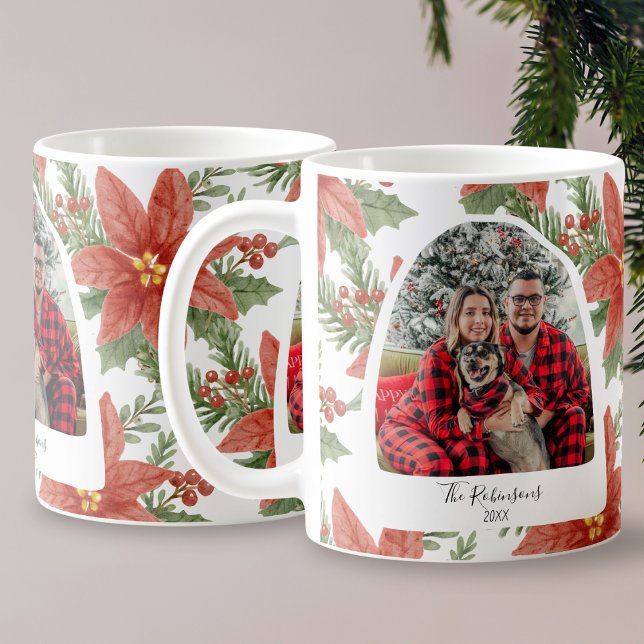 Mug Typographie de Noël Famille Photo Botanique (Créateur téléchargé)