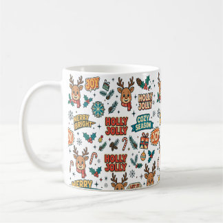 Mug Typographie de Noël Holly Jolly Renne