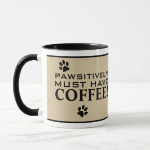 Mug Typographie de patte de chien pour amateur de café