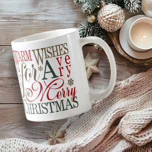 Mug Typographie de souhaits chauds Rouge/Vert ID589