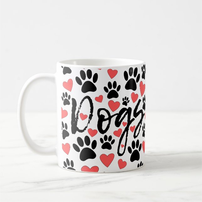 Mug Typographie des Coeurs rouges des Empreintes de pa (Gauche)