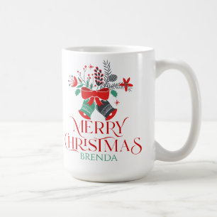 Mug Typographie du bouquet de Noël et monogramme