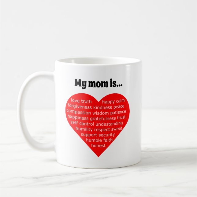 Mug Typographie du coeur rouge (Gauche)