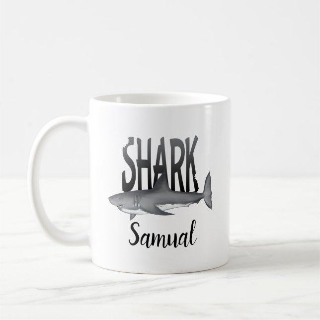 Mug Typographie du requin Cool Océan animal personnali (Gauche)