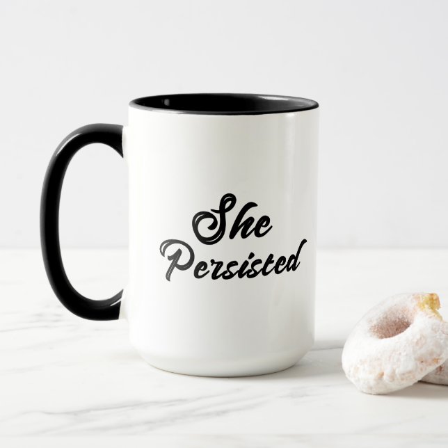 Mug Typographie "Elle Persiste" Phrase Politique (Avec donut)