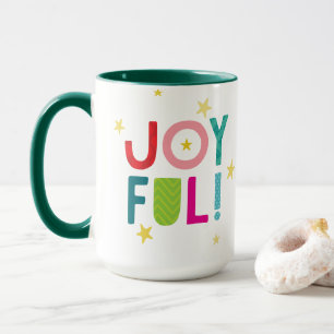 Mug Typographie JOYEUSE moderne colorée audacieuse lum