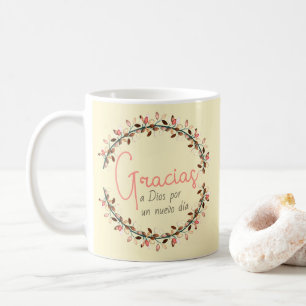 Mug Typographie Merci Feuille couronne Gracias Modèle