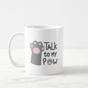 Mug Typographie minimaliste Gris Cat Paw Rose Gras