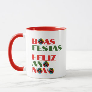 Mug Typographie minimaliste Salutations de Noël portug